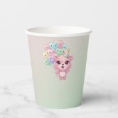 Pastel Roze Beer Baby shower Cups Papieren Bekers (Voorkant)