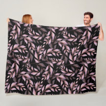 Pastel Roze Bladeren op Zwart