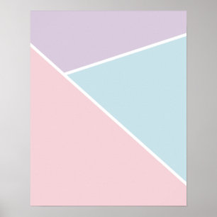 Pastel roze, blauw en Paars geometrisch Poster