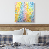 Pastel roze blauw geel getextureerd modern Abstrac Canvas Afdruk (Insitu (Slaapkamer))