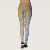 Pastel roze blauw geel getextureerd modern Abstrac Leggings (Achterkant)
