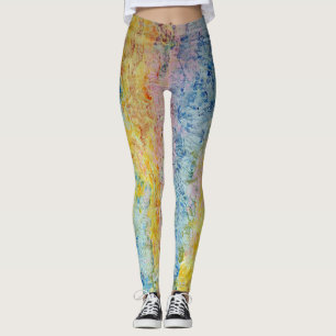 Pastel roze blauw geel getextureerd modern Abstrac Leggings
