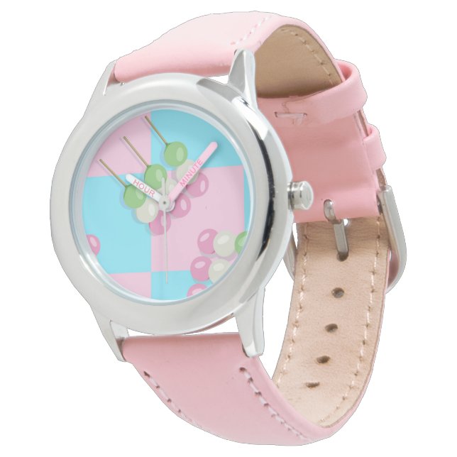 Pastel Roze Blauw Geruit Dango eWatch Horloge (Gekanteld)