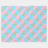Pastel Roze Blauw Geruit Dango Fleece Deken (Voorkant (Horizontaal))