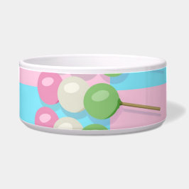 Pastel Roze Blauw Geruit Dango Keramische Pet Bowl Voerbakje