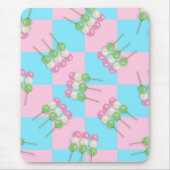 Pastel Roze Blauw Geruit Dango Mousepad Muismat (Voorkant)