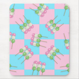 Pastel Roze Blauw Geruit Dango Mousepad Muismat