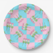 Pastel Roze Blauw Geruit Dango Papier Bord (Voorkant)
