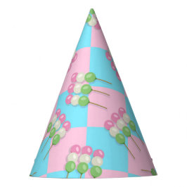 Pastel Roze Blauw Geruit Dango Party Pet Feesthoedjes