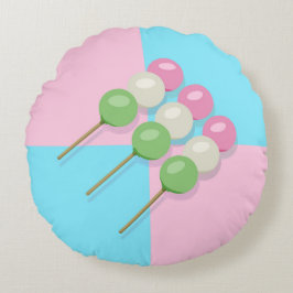 Pastel Roze Blauw Geruit Dango Ronde Kussen
