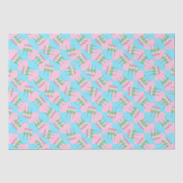 Pastel Roze Blauw Geruit Dango Tissue Papier