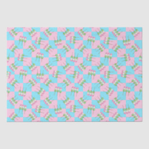 Pastel Roze Blauw Geruit Dango Tissue Papier
