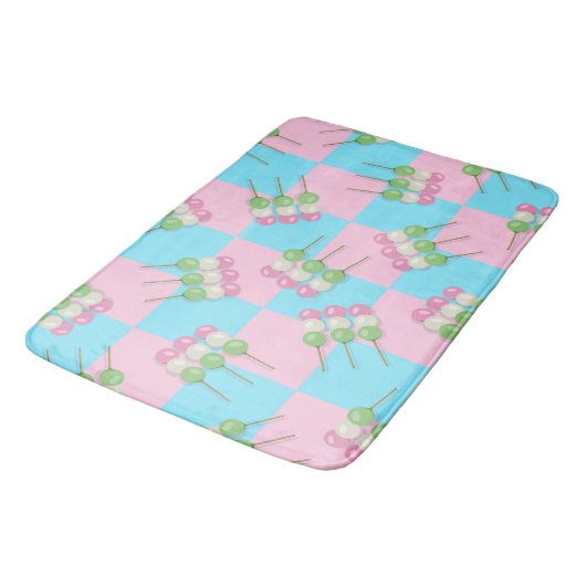 Pastel Roze Blauw Geruite Dango Bath Mat (Gekanteld)