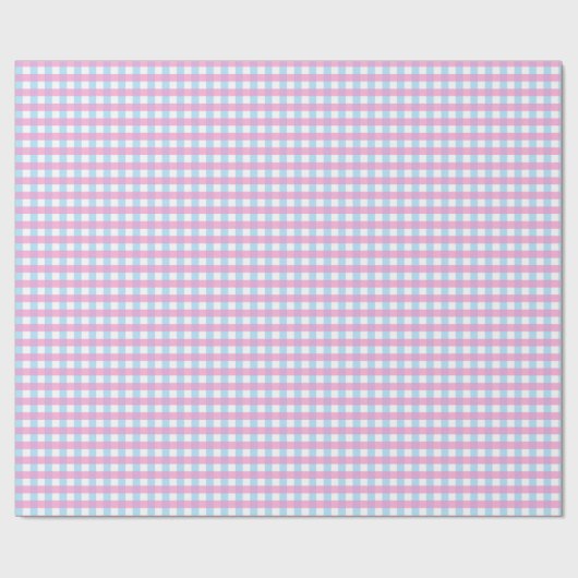 Pastel Roze Blauw Gingham Plaid Cadeaupapier (Vlak)