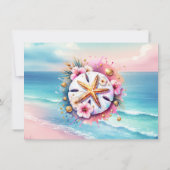 Pastel Roze Blauwe Oceaan Uitzicht Bruiloft Save t Kaart (Achterkant)