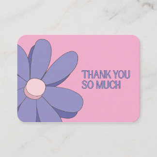 Pastel Roze & Blauwpaarse Bloem Bedanktkaart Notitiekaartje