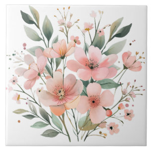 Pastel Roze Bloem Keramische Tegel Tegeltje