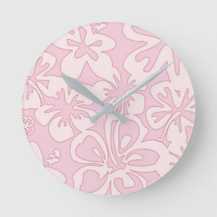 Pastel Roze Bloem Kunst Ronde Klok