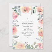 Pastel Roze Bloem QR Code RSVP Trouwfeest Kaart (Voorkant)