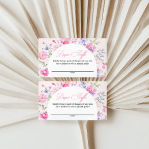Pastel Roze Bloemboog Baby Shower Luier Raffle  Informatiekaartje
