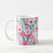 Pastel Roze Bloemen Abstract Patroon Koffiemok (Links)