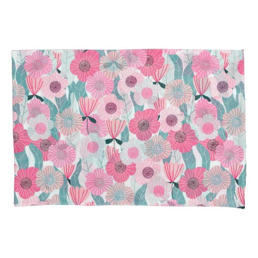 Pastel Roze Bloemen Abstract Patroon Kussensloop (Voorkant)
