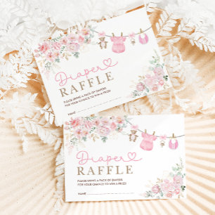 Pastel Roze Bloemen Baby Meisje Kleding Luier Raff Informatiekaartje