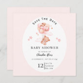 Pastel Roze Bloemen Baby shower Bewaar de datum Save The Date (Voorkant / Achterkant)