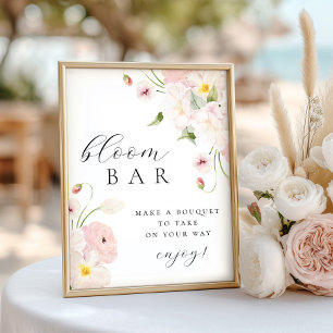 Pastel Roze Bloemen Boeket Bar Poster