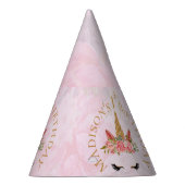 Pastel Roze Bloemen Eenhoorn Verjaardag Feesthoedjes (Rechts)