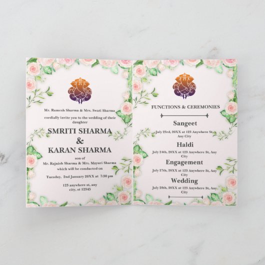 Pastel Roze Bloemen Indiase bruiloft (Binnen)