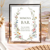 Pastel Roze Bloemen Wildflower Mimosa Bar Sign Poster