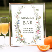 Pastel Roze Bloemen Wildflower Mimosa Bar Sign Poster