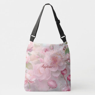 Pastel Roze Bloemen Zachte Elegante Patroon Person Crossbody Tas