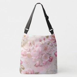 Pastel Roze Bloemen Zachte Elegante Patroon Person Crossbody Tas