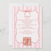 Pastel roze  bloemenstrepen bruiloft kaart (Achterkant)
