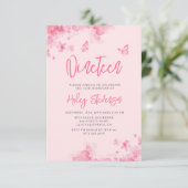 Pastel roze bloemenzachte waterverf 19e verjaardag kaart (Staand voorkant)