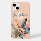 Pastel roze  bloemig Elegant monogram Case-Mate iPhone Case (Achterkant)