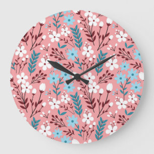 Pastel roze bloemig naadloos patroon. grote klok