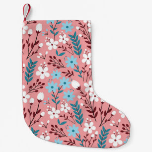 Pastel roze bloemig naadloos patroon. kleine kerstsok