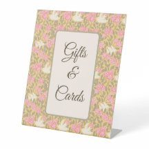 Pastel Roze Bloemige Duif Patroon Tafelbord Sign