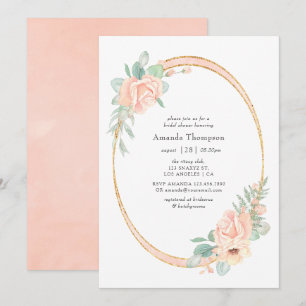 Pastel Roze Bloemige Geometrische Bruiloftsborrel Kaart