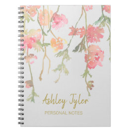 Pastel Roze bloemkoraal schattig gepersonaliseerd Notitieboek