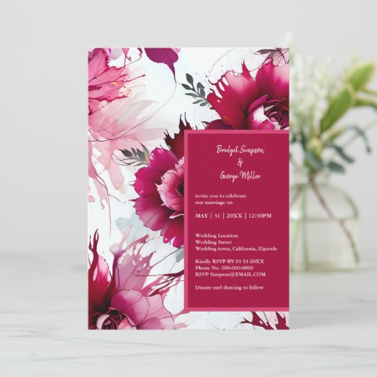 Pastel roze bloesem abstract roos bloei uitnodigin (Staand voorkant)