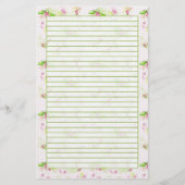 Pastel Roze Bloesem Bloesem Spring Green Lined Briefpapier (Voorkant)