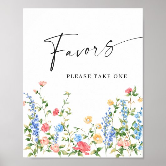 Pastel Roze Blush Boheemse Wildflowers Favors Poster (Voorkant)