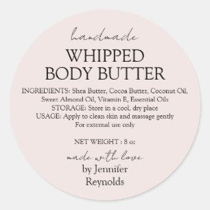 Pastel Roze Body Butter Biologisch Zakelijk Klassi Ronde Sticker