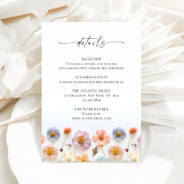 Pastel Roze Boheemse Wildflower Wedding Details Informatiekaartje