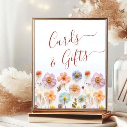 Pastel Roze Boheemse Wildflowers Kaarten en gesche Poster