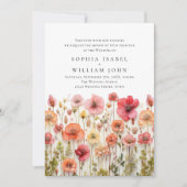 Pastel Roze Boho Wild Flowers Bruiloft uitnodiging (Voorkant)